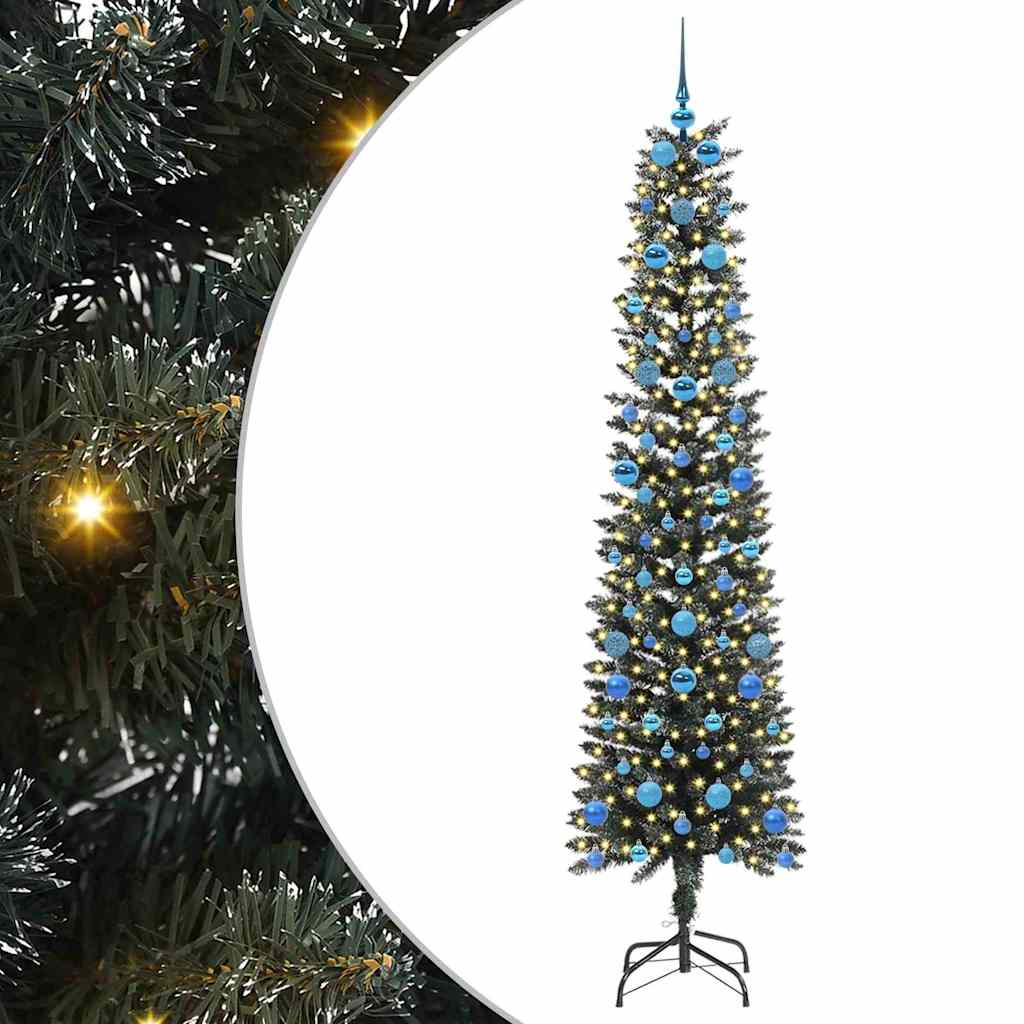 VidaXL künstlicher Weihnachtsbaum mit 300 LEDs grün, 210 cm PVC und Kunststoff und Stahl