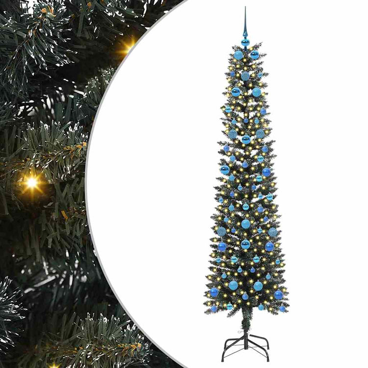 VidaXL künstlicher Weihnachtsbaum mit 300 LEDs grün, 210 cm PVC und Kunststoff und Stahl
