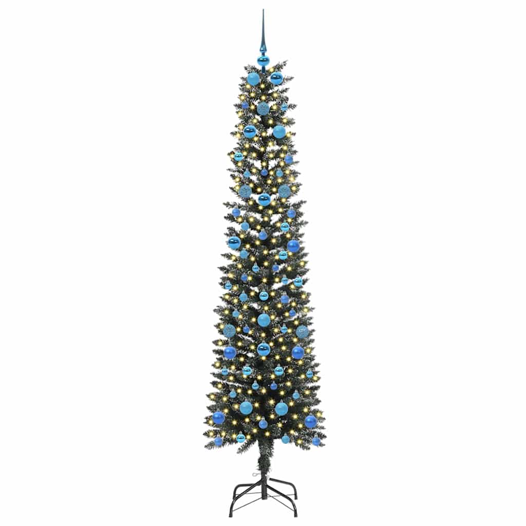 VidaXL künstlicher Weihnachtsbaum mit 300 LEDs grün, 210 cm PVC und Kunststoff und Stahl