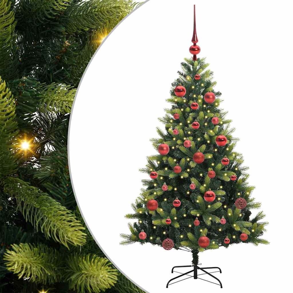 VidaXL künstlicher Weihnachtsbaum mit Scharnier 150 LEDs grün 150 cm PVC und PE