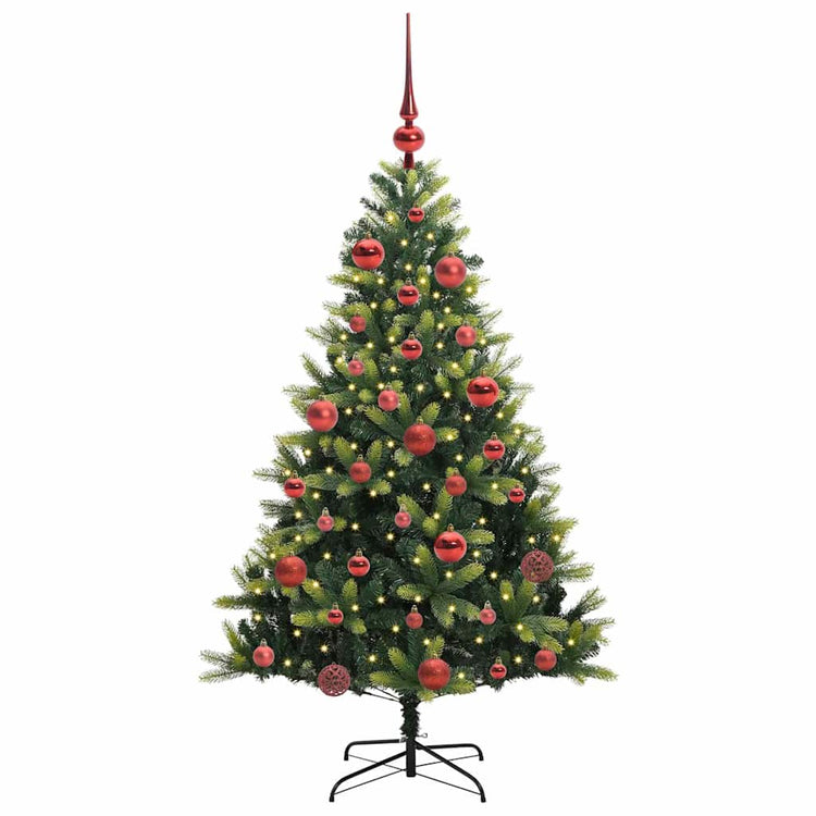 VidaXL künstlicher Weihnachtsbaum mit Scharnier 150 LEDs grün 150 cm PVC und PE