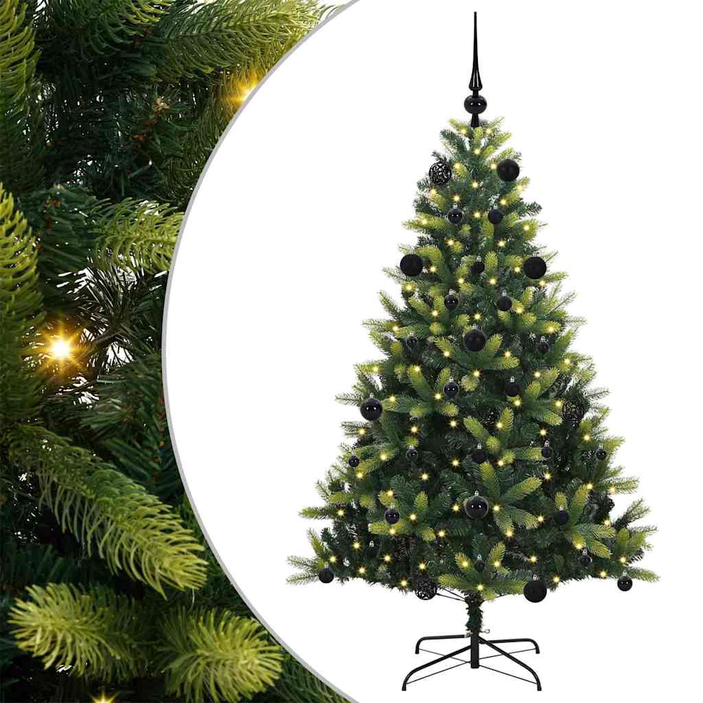 VidaXL künstlicher Weihnachtsbaum mit Scharnier 150 LEDs grün 150 cm PVC und PE