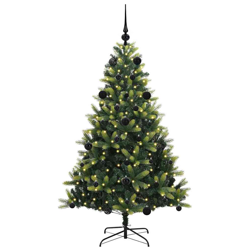 VidaXL künstlicher Weihnachtsbaum mit Scharnier 150 LEDs grün 150 cm PVC und PE