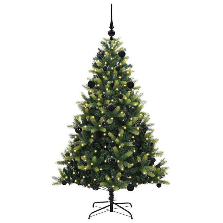 VidaXL künstlicher Weihnachtsbaum mit Scharnier 150 LEDs grün 150 cm PVC und PE