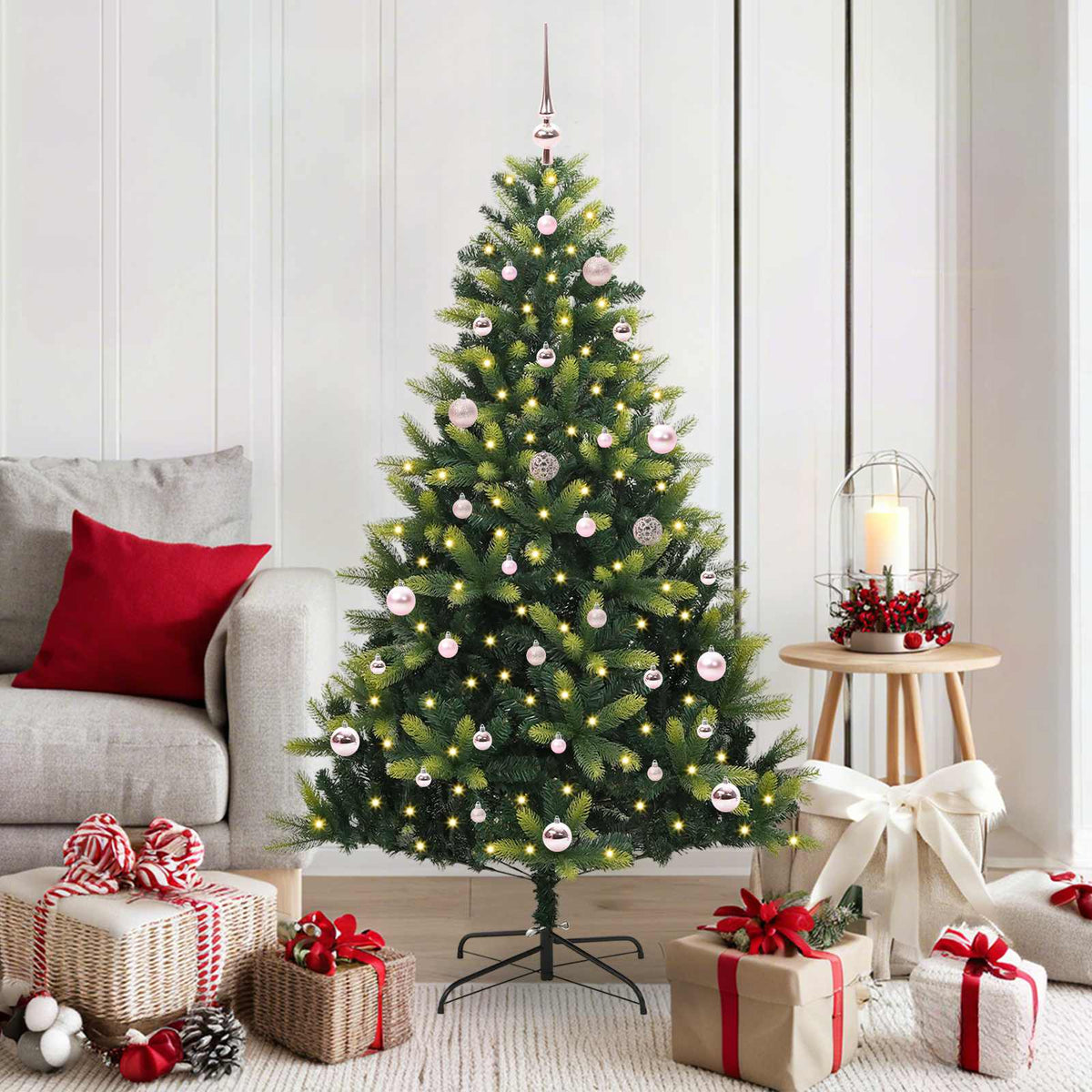 VidaXL künstlicher Weihnachtsbaum mit Scharnier 150 LEDs grün 150 cm PVC und PE