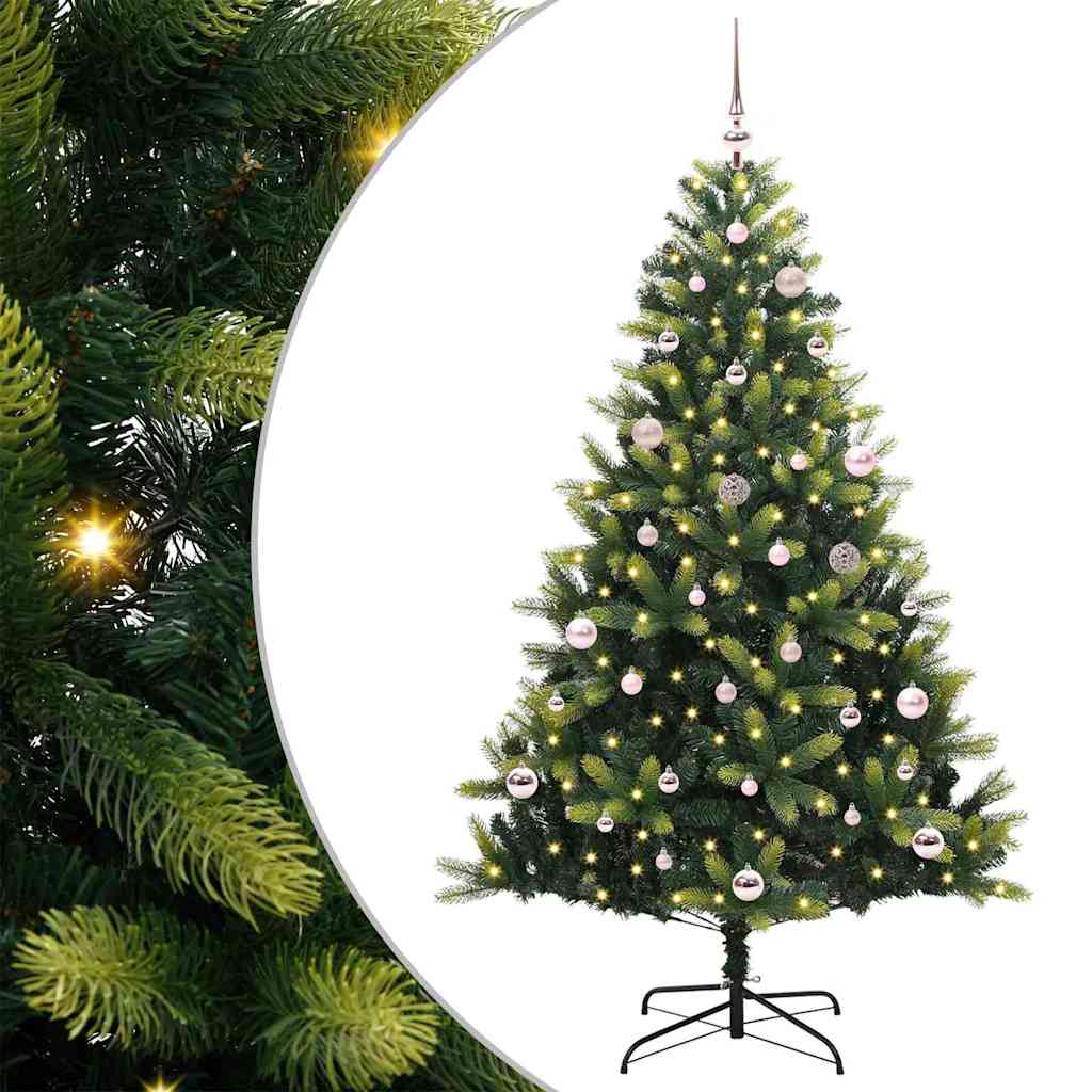 VidaXL künstlicher Weihnachtsbaum mit Scharnier 150 LEDs grün 150 cm PVC und PE