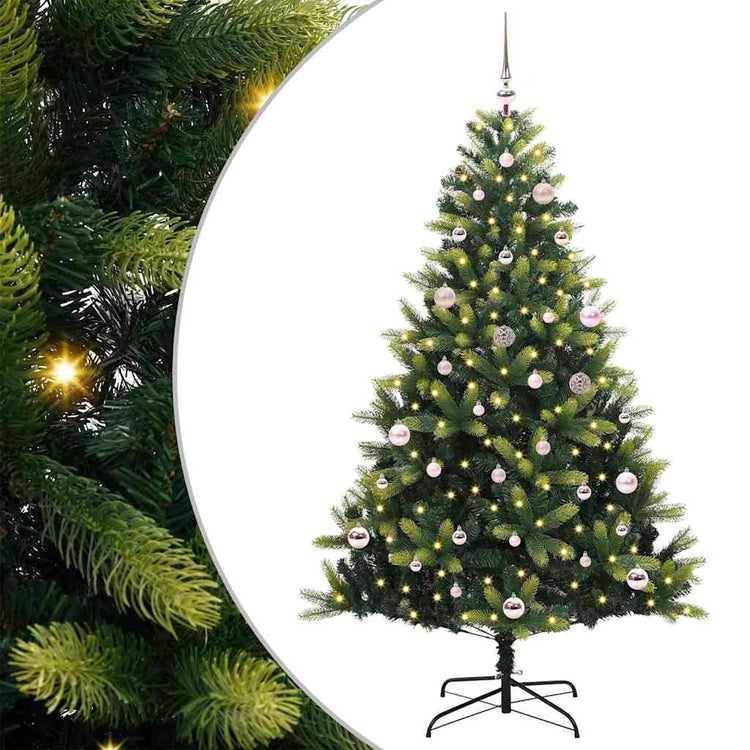 VidaXL künstlicher Weihnachtsbaum mit Scharnier 150 LEDs grün 150 cm PVC und PE