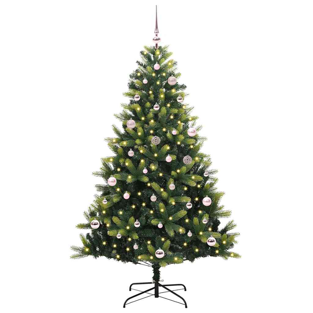 VidaXL künstlicher Weihnachtsbaum mit Scharnier 150 LEDs grün 150 cm PVC und PE