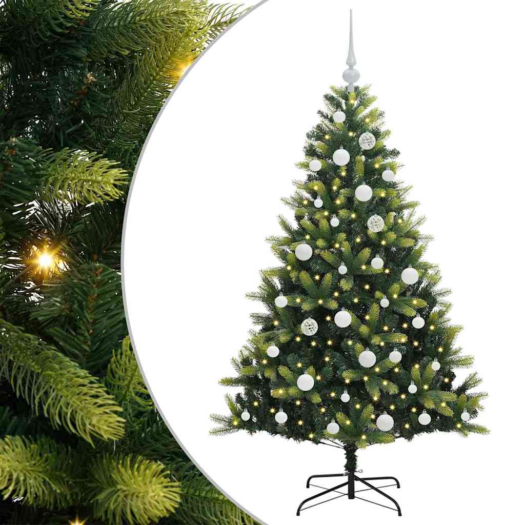 VidaXL künstlicher Weihnachtsbaum mit Scharnier 150 LEDs grün 150 cm PVC und PE