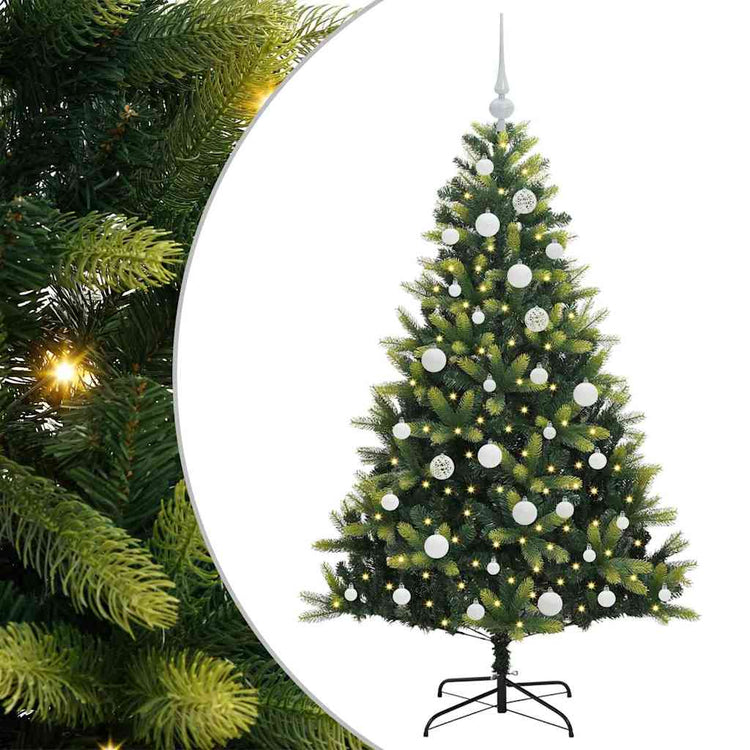 VidaXL künstlicher Weihnachtsbaum mit Scharnier 150 LEDs grün 150 cm PVC und PE