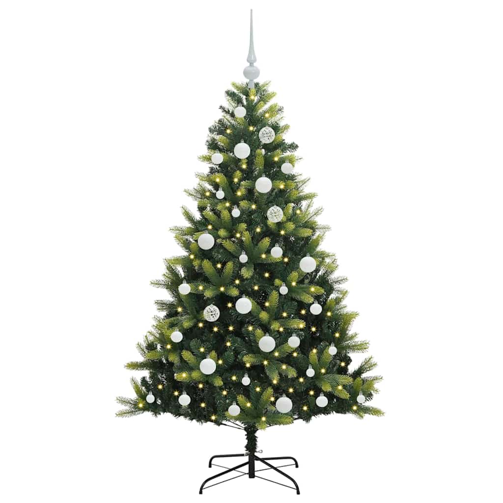 VidaXL künstlicher Weihnachtsbaum mit Scharnier 150 LEDs grün 150 cm PVC und PE