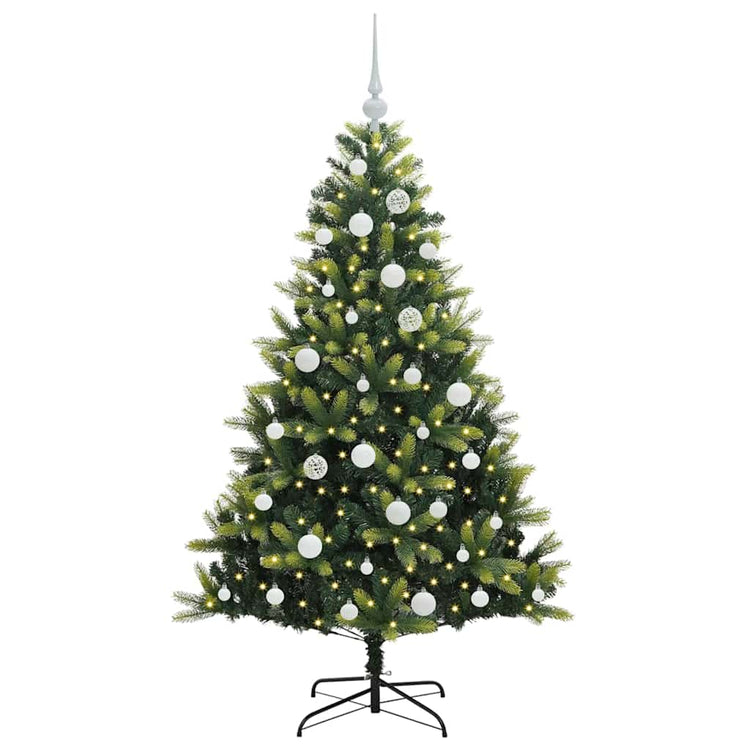 VidaXL künstlicher Weihnachtsbaum mit Scharnier 150 LEDs grün 150 cm PVC und PE