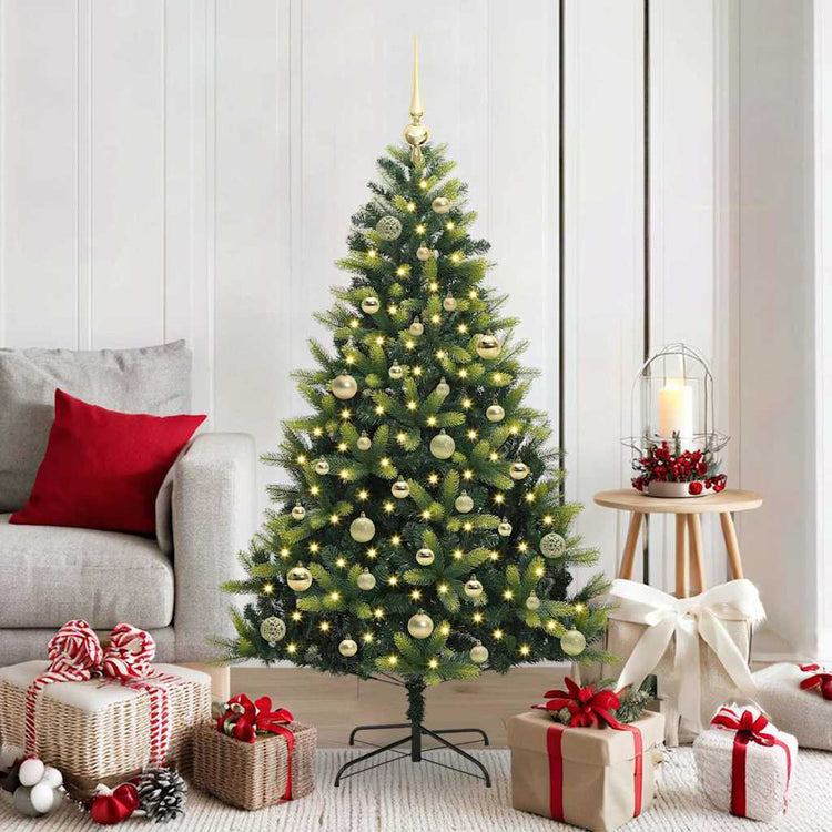 VidaXL künstlicher Weihnachtsbaum mit Scharnier 150 LEDs grün 150 cm PVC und PE