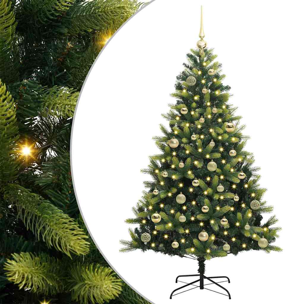VidaXL künstlicher Weihnachtsbaum mit Scharnier 150 LEDs grün 150 cm PVC und PE