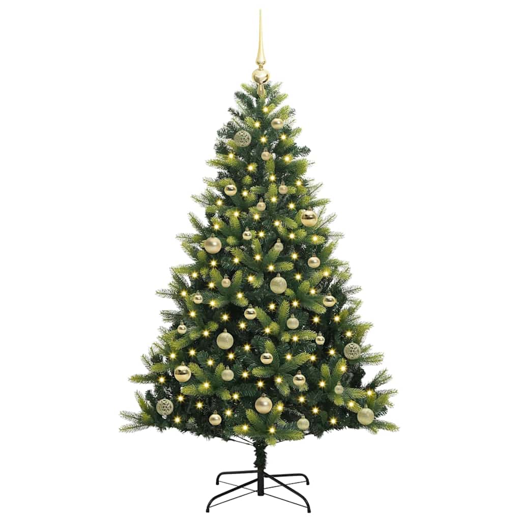 VidaXL künstlicher Weihnachtsbaum mit Scharnier 150 LEDs grün 150 cm PVC und PE