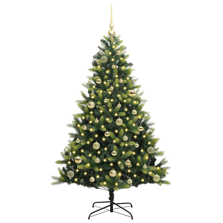 VidaXL künstlicher Weihnachtsbaum mit Scharnier 150 LEDs grün 150 cm PVC und PE