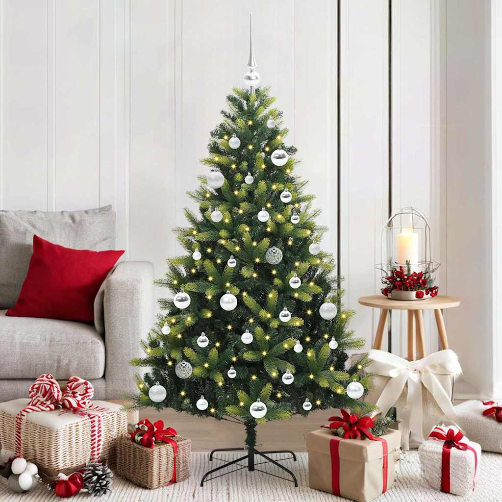 VidaXL künstlicher Weihnachtsbaum mit Scharnier 150 LEDs grün 150 cm PVC und PE
