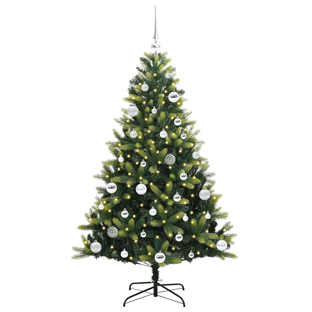VidaXL künstlicher Weihnachtsbaum mit Scharnier 150 LEDs grün 150 cm PVC und PE
