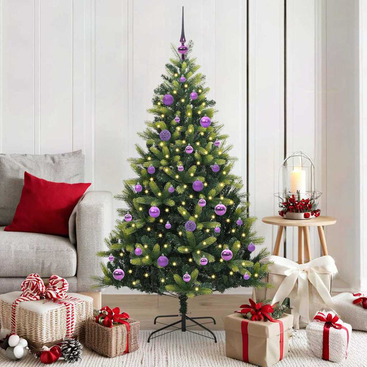 VidaXL künstlicher Weihnachtsbaum mit Scharnier 150 LEDs grün 150 cm PVC und PE