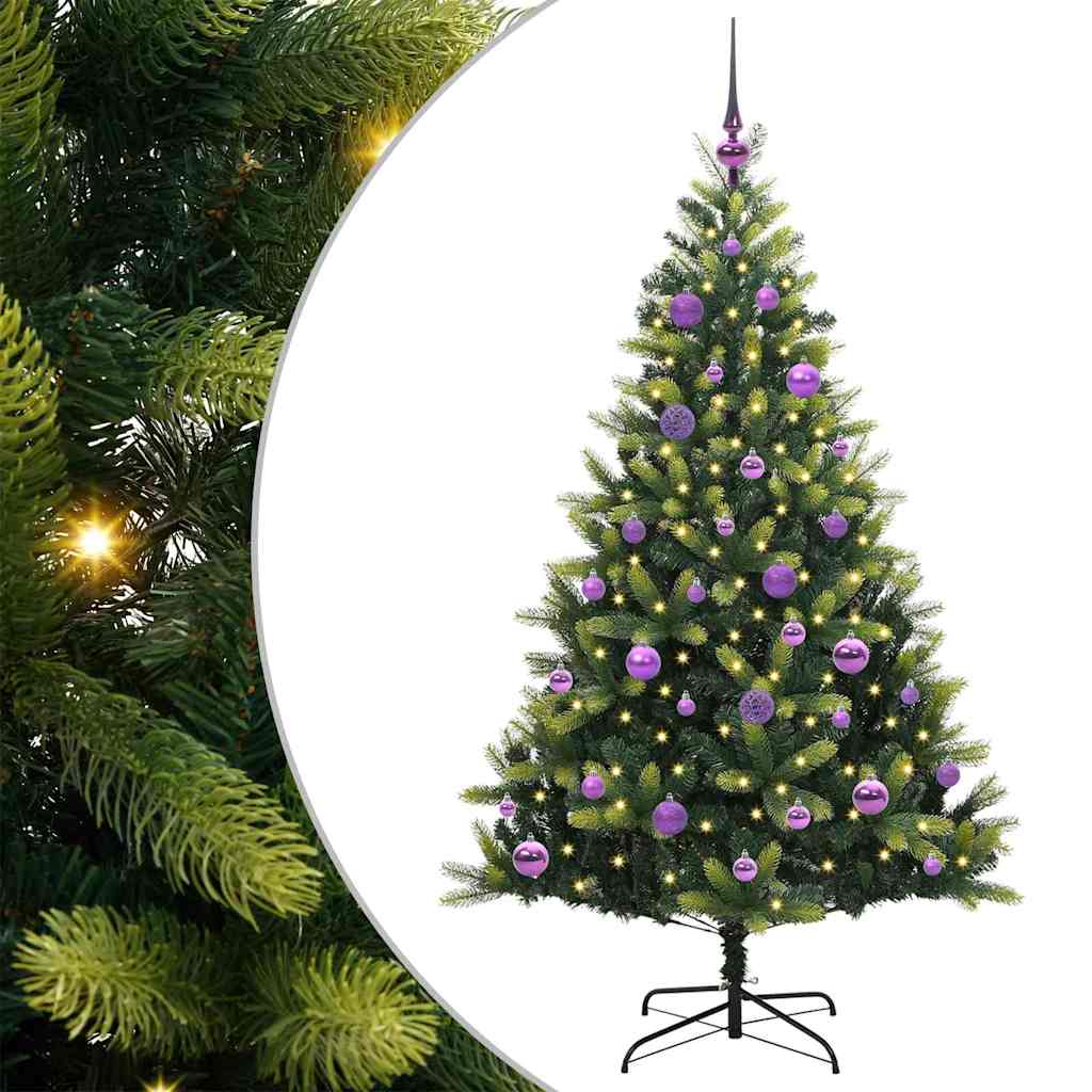 VidaXL künstlicher Weihnachtsbaum mit Scharnier 150 LEDs grün 150 cm PVC und PE