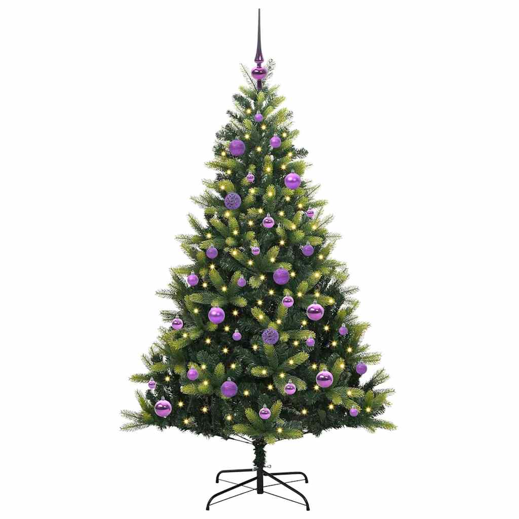 VidaXL künstlicher Weihnachtsbaum mit Scharnier 150 LEDs grün 150 cm PVC und PE