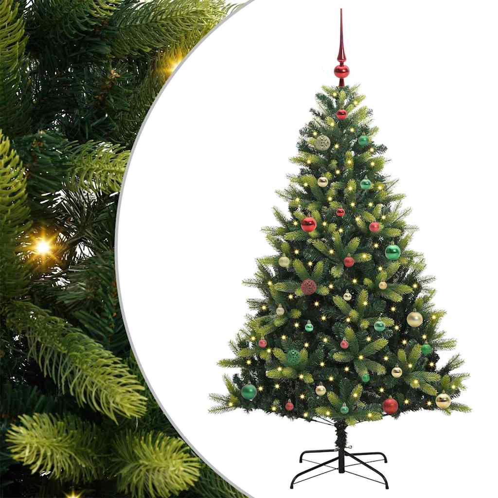 VidaXL künstlicher Weihnachtsbaum mit Scharnier 150 LEDs grün 150 cm PVC und PE