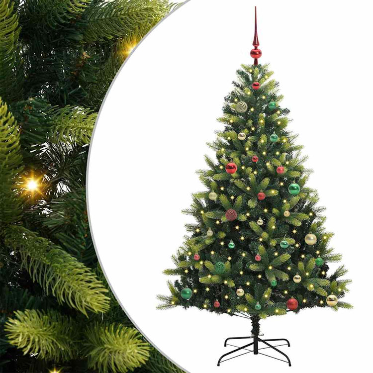 VidaXL künstlicher Weihnachtsbaum mit Scharnier 150 LEDs grün 150 cm PVC und PE