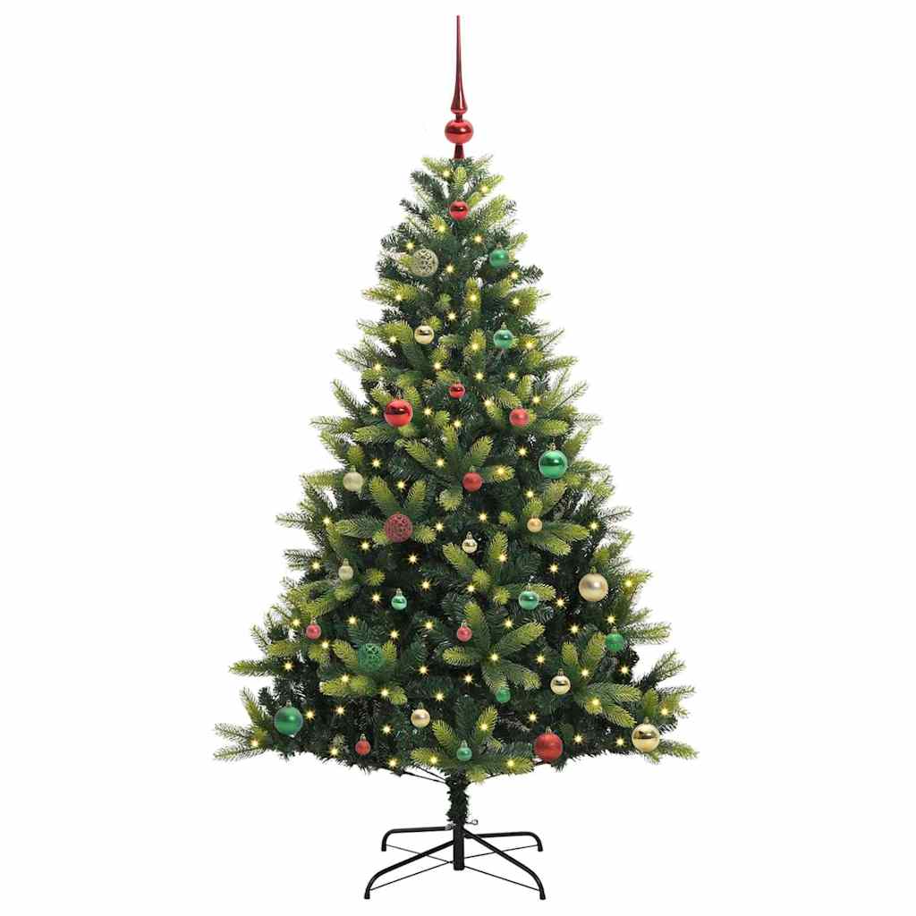 VidaXL künstlicher Weihnachtsbaum mit Scharnier 150 LEDs grün 150 cm PVC und PE