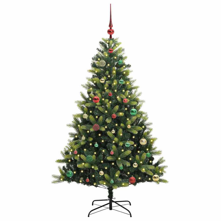 VidaXL künstlicher Weihnachtsbaum mit Scharnier 150 LEDs grün 150 cm PVC und PE