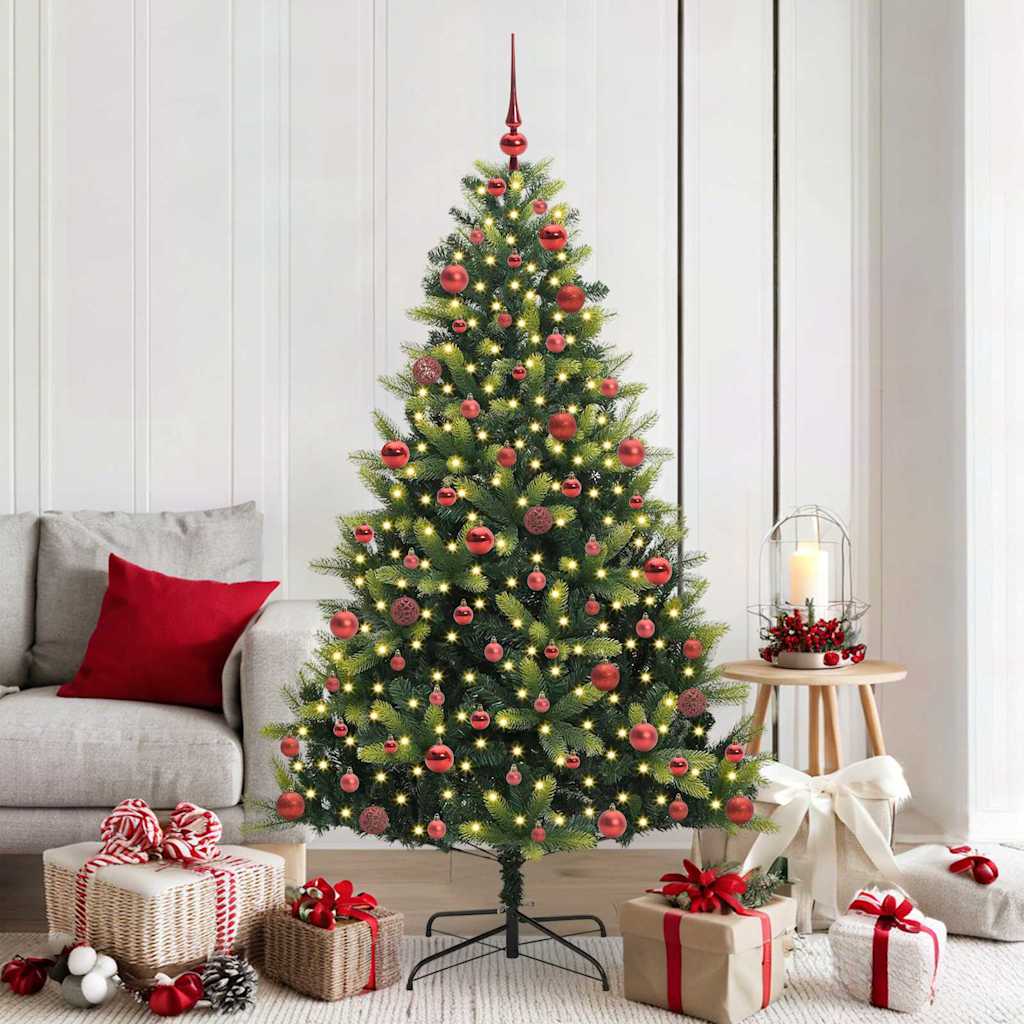 VidaXL künstlicher Weihnachtsbaum mit Scharnier 300 LEDs grün 180 cm PVC und PE