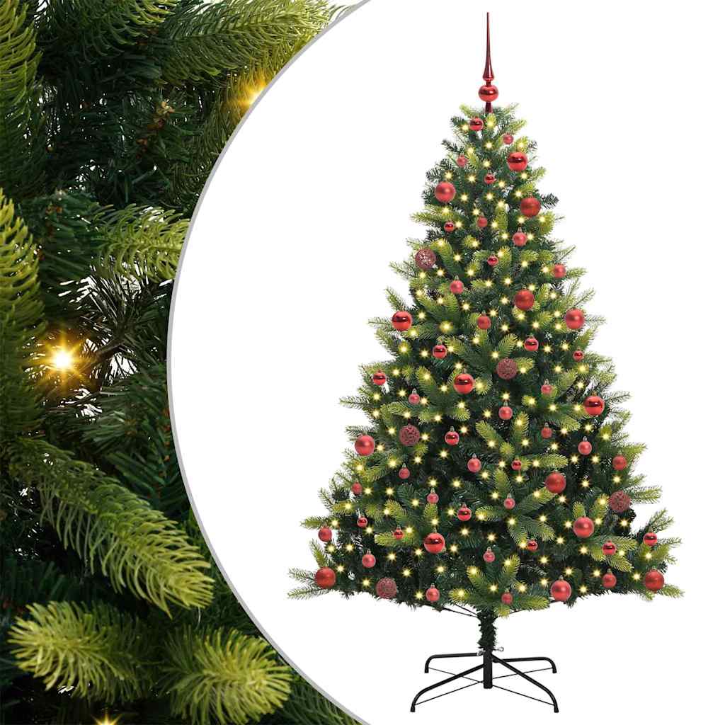VidaXL künstlicher Weihnachtsbaum mit Scharnier 300 LEDs grün 180 cm PVC und PE