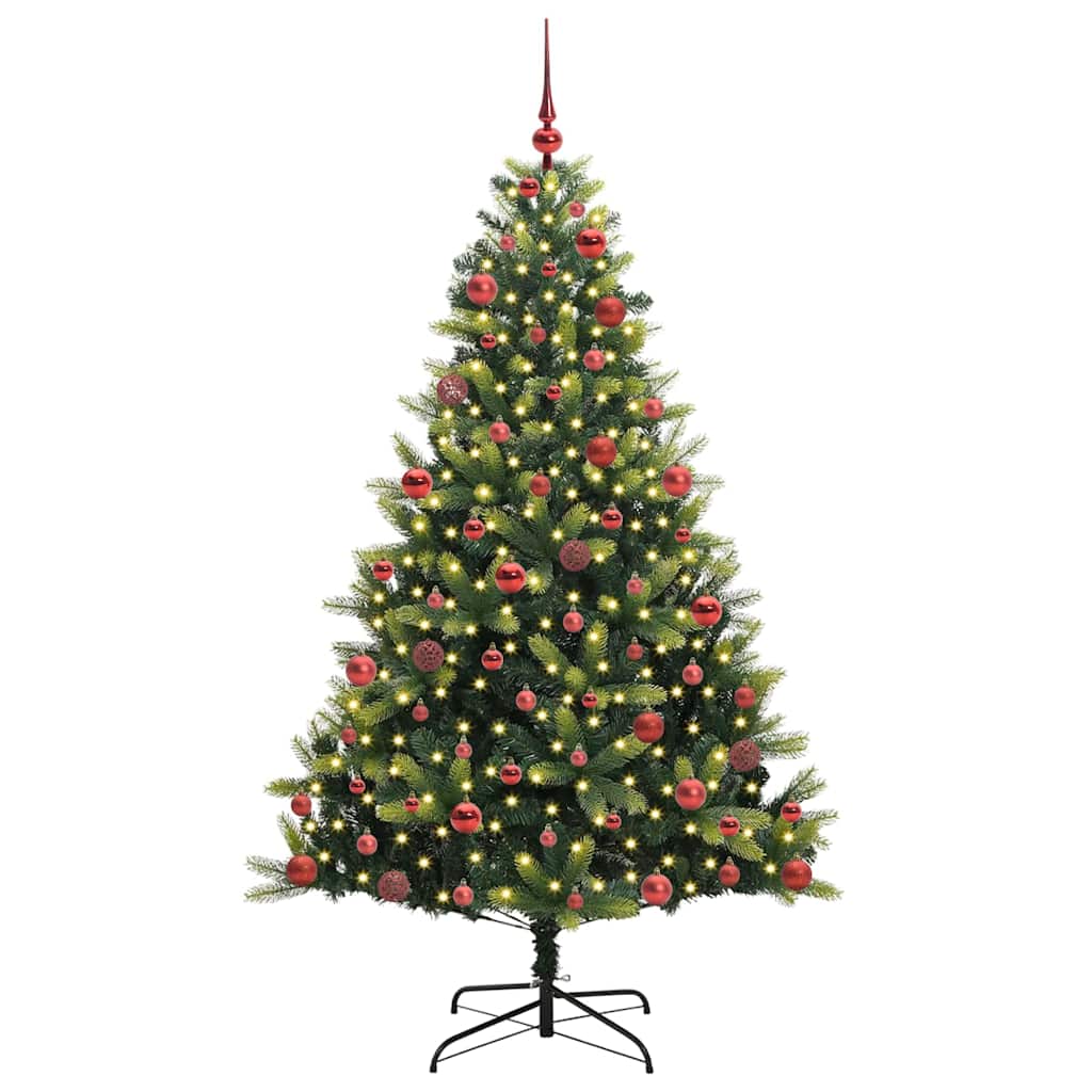 VidaXL künstlicher Weihnachtsbaum mit Scharnier 300 LEDs grün 180 cm PVC und PE
