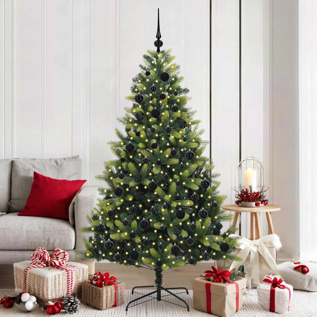 VidaXL künstlicher Weihnachtsbaum mit Scharnier 300 LEDs grün 180 cm PVC und PE