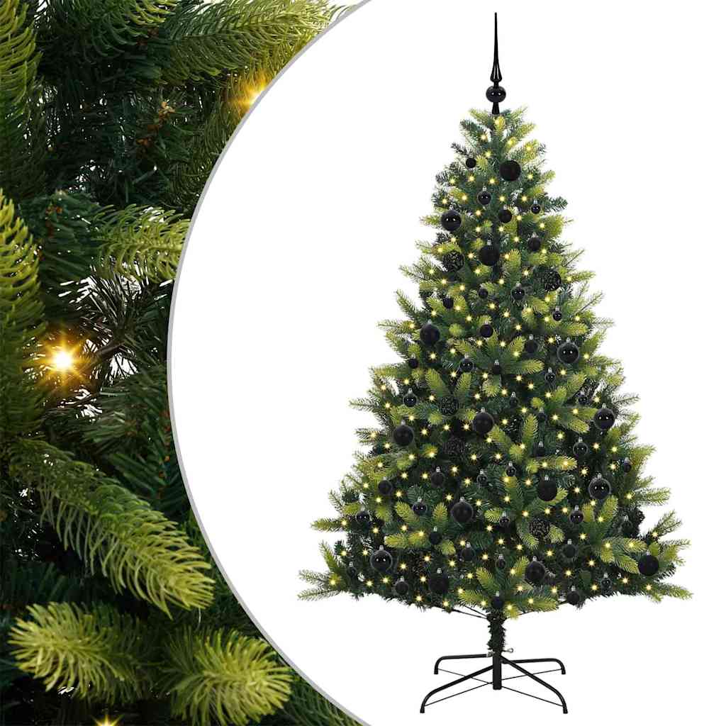 VidaXL künstlicher Weihnachtsbaum mit Scharnier 300 LEDs grün 180 cm PVC und PE