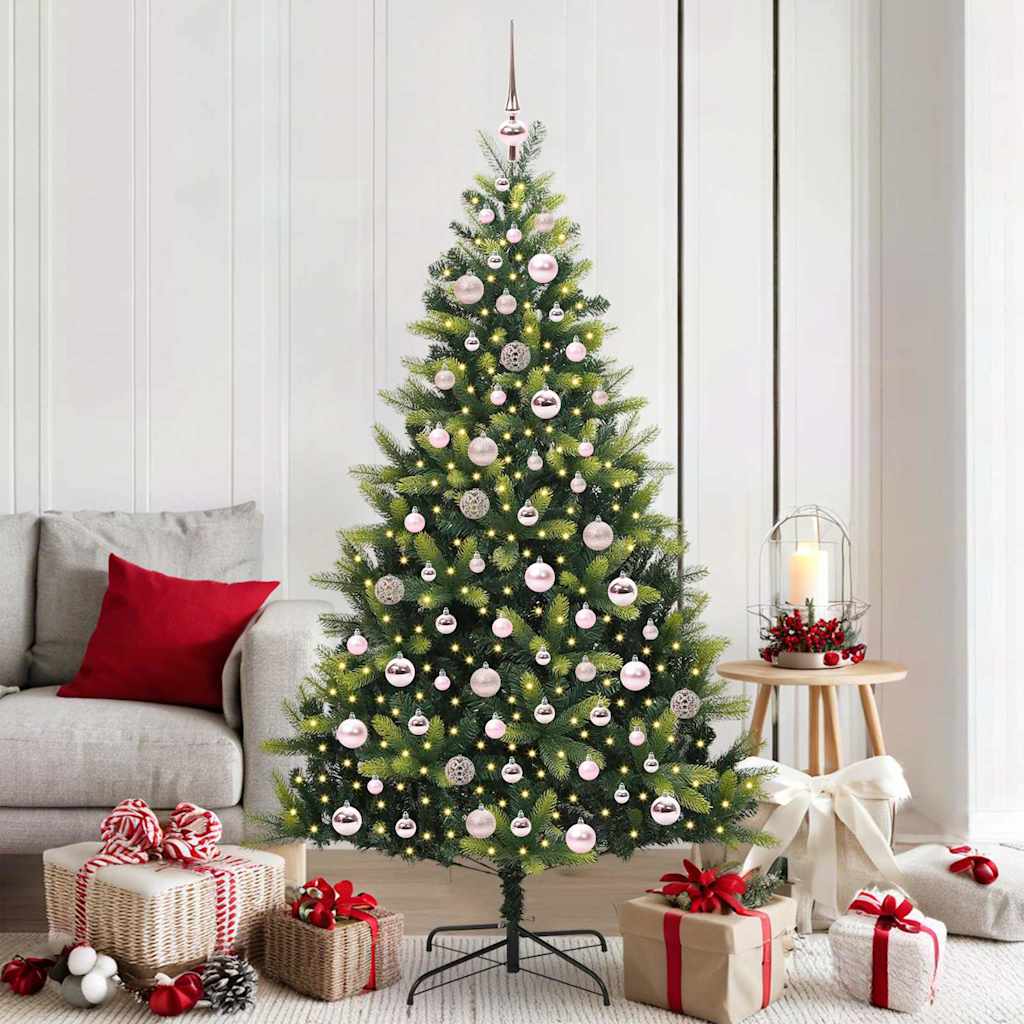 VidaXL künstlicher Weihnachtsbaum mit Scharnier 300 LEDs grün 180 cm PVC und PE