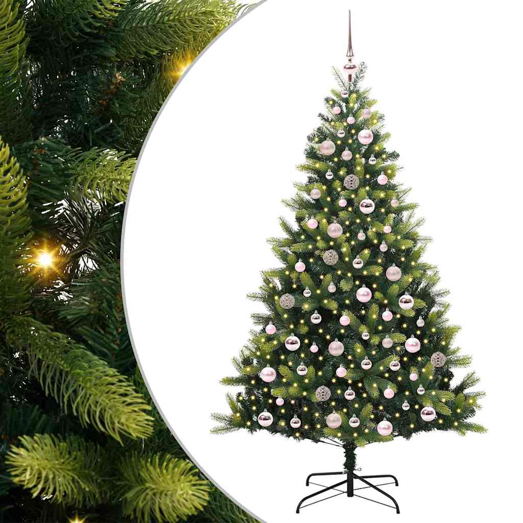 VidaXL künstlicher Weihnachtsbaum mit Scharnier 300 LEDs grün 180 cm PVC und PE