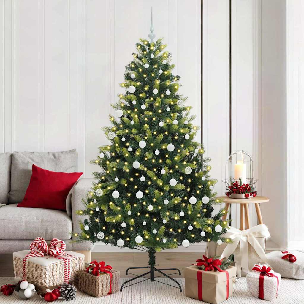 VidaXL künstlicher Weihnachtsbaum mit Scharnier 300 LEDs grün 180 cm PVC und PE