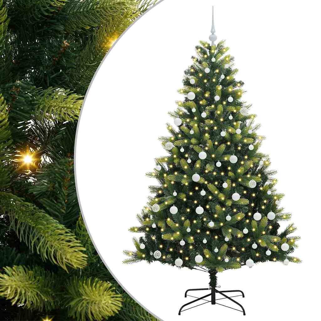 VidaXL künstlicher Weihnachtsbaum mit Scharnier 300 LEDs grün 180 cm PVC und PE