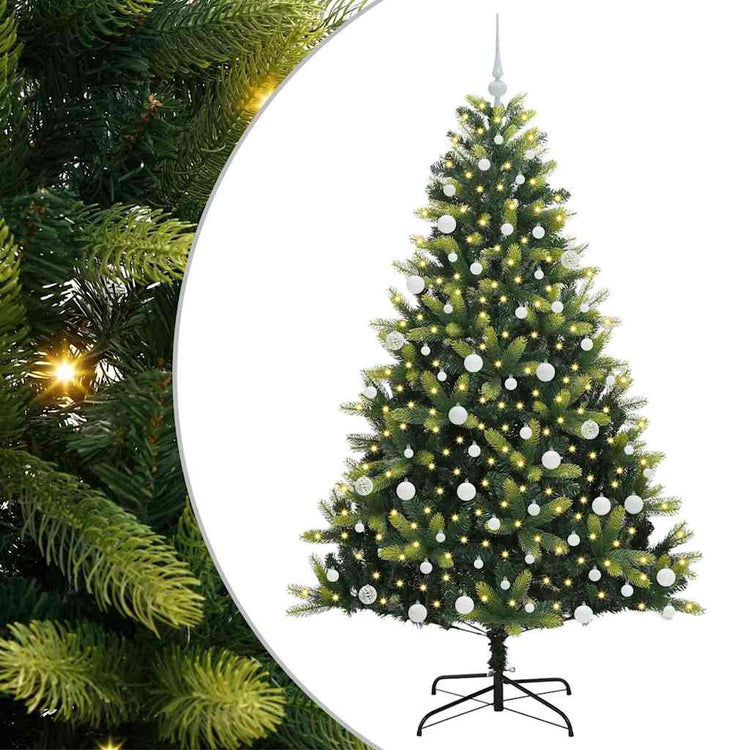 VidaXL künstlicher Weihnachtsbaum mit Scharnier 300 LEDs grün 180 cm PVC und PE