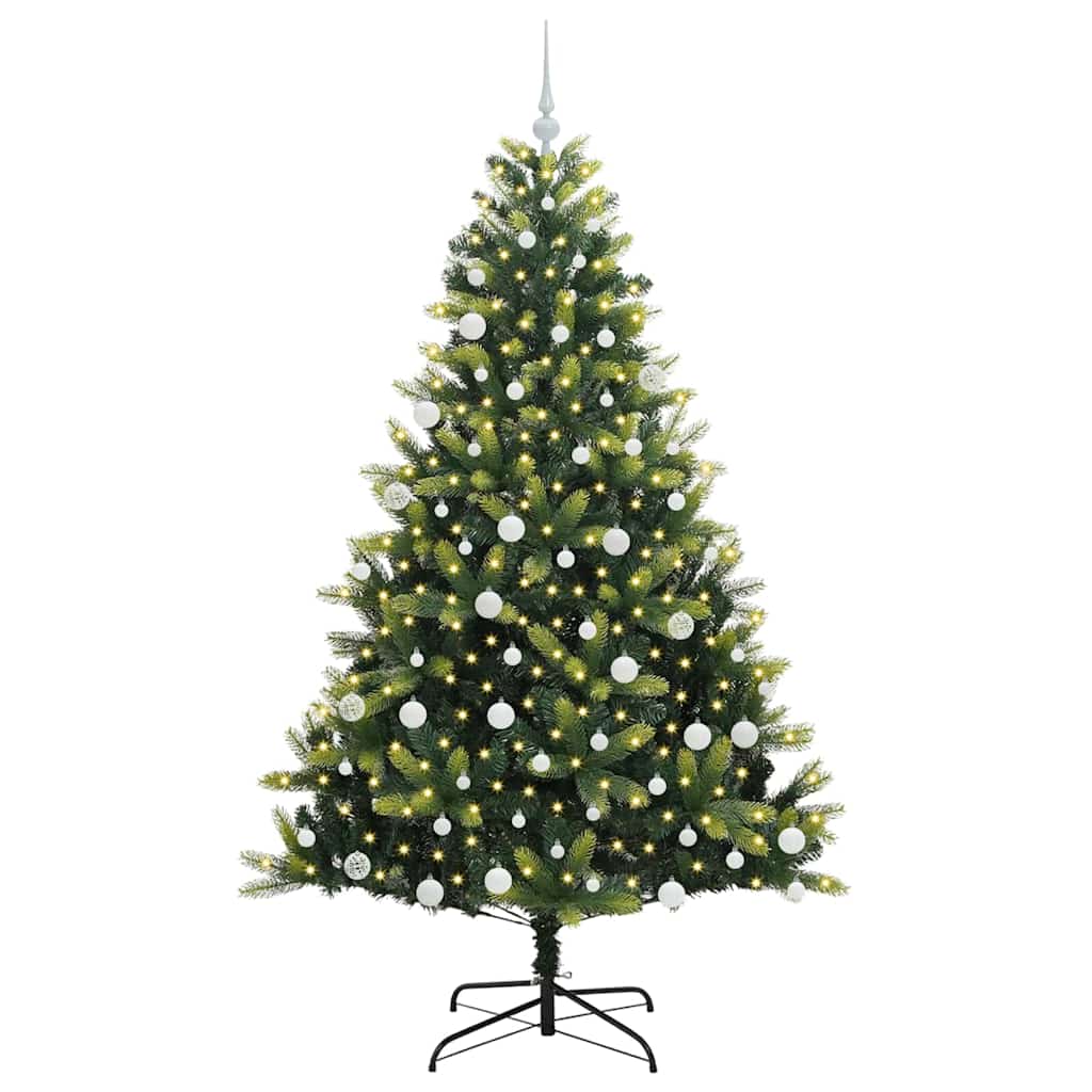 VidaXL künstlicher Weihnachtsbaum mit Scharnier 300 LEDs grün 180 cm PVC und PE