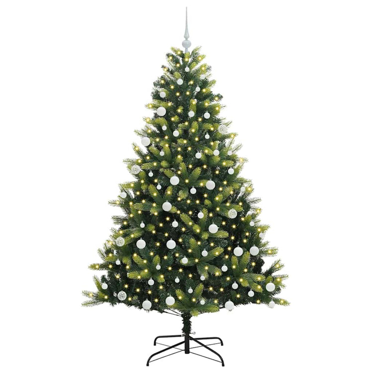 VidaXL künstlicher Weihnachtsbaum mit Scharnier 300 LEDs grün 180 cm PVC und PE