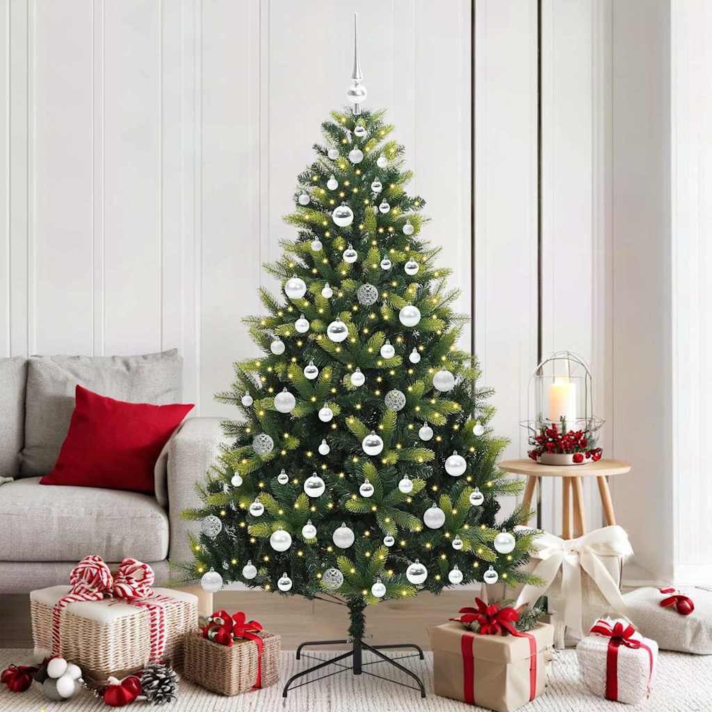 VidaXL künstlicher Weihnachtsbaum mit Scharnier 300 LEDs grün 180 cm PVC und PE