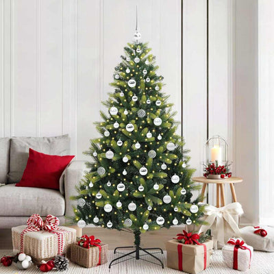 VidaXL künstlicher Weihnachtsbaum mit Scharnier 300 LEDs grün 180 cm PVC und PE