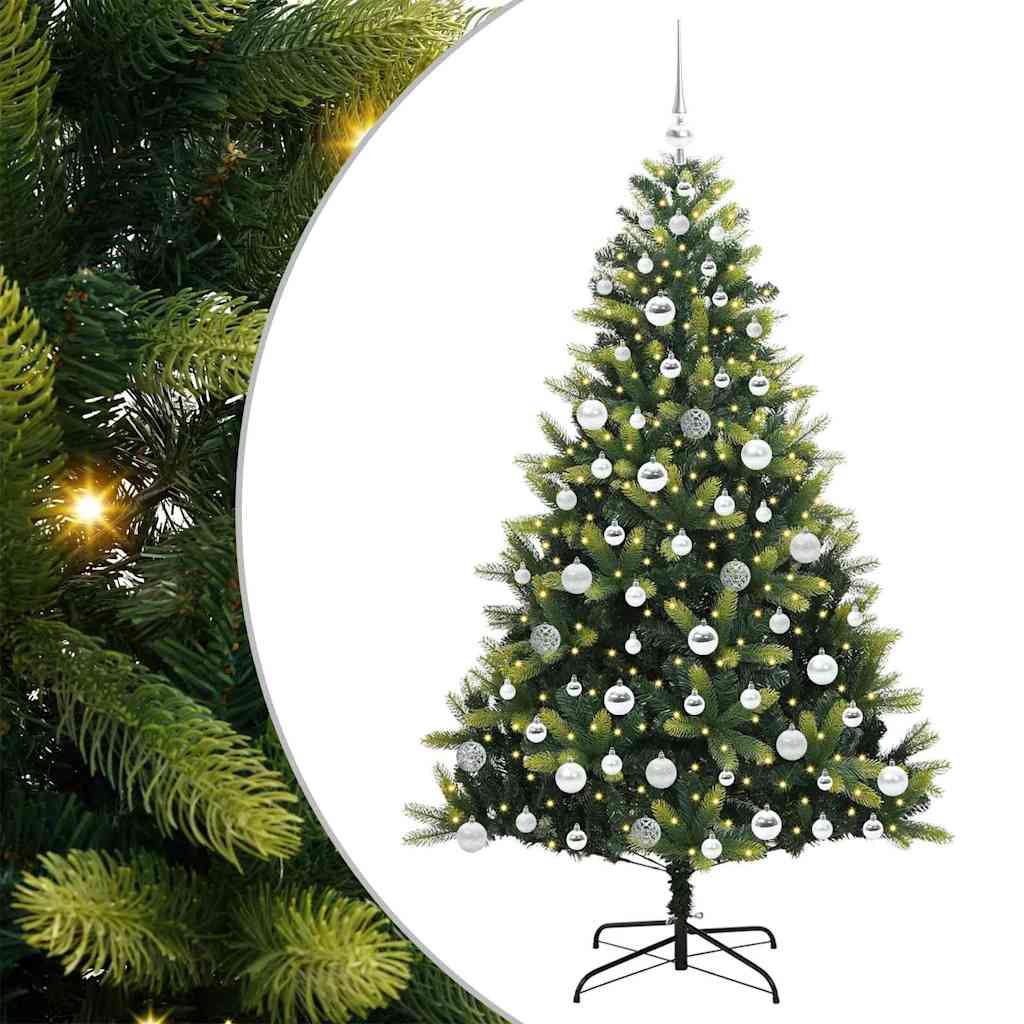 VidaXL künstlicher Weihnachtsbaum mit Scharnier 300 LEDs grün 180 cm PVC und PE