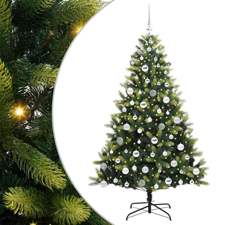 VidaXL künstlicher Weihnachtsbaum mit Scharnier 300 LEDs grün 180 cm PVC und PE