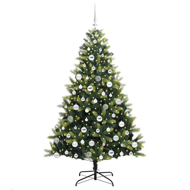 VidaXL künstlicher Weihnachtsbaum mit Scharnier 300 LEDs grün 180 cm PVC und PE