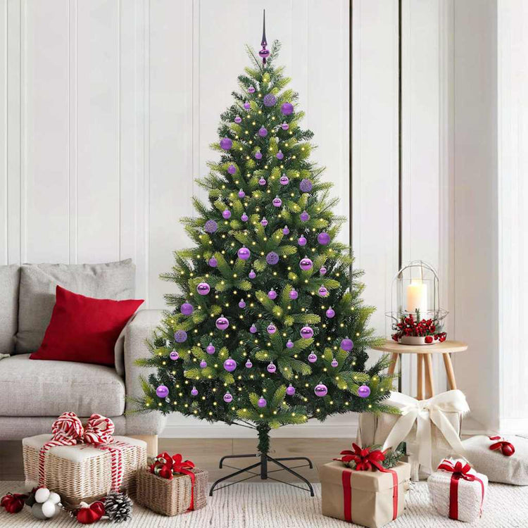 VidaXL künstlicher Weihnachtsbaum mit Scharnier 300 LEDs grün 180 cm PVC und PE