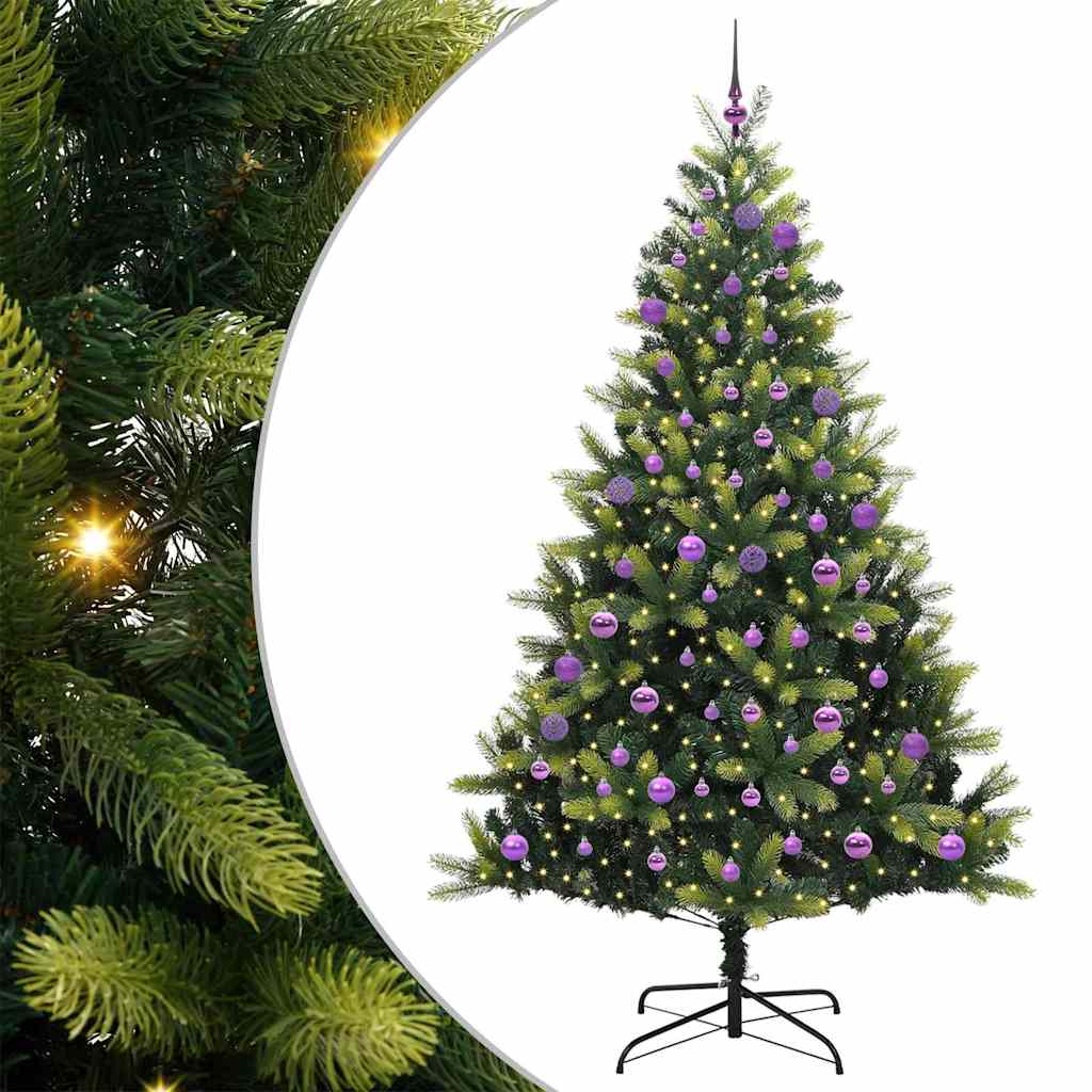 VidaXL künstlicher Weihnachtsbaum mit Scharnier 300 LEDs grün 180 cm PVC und PE