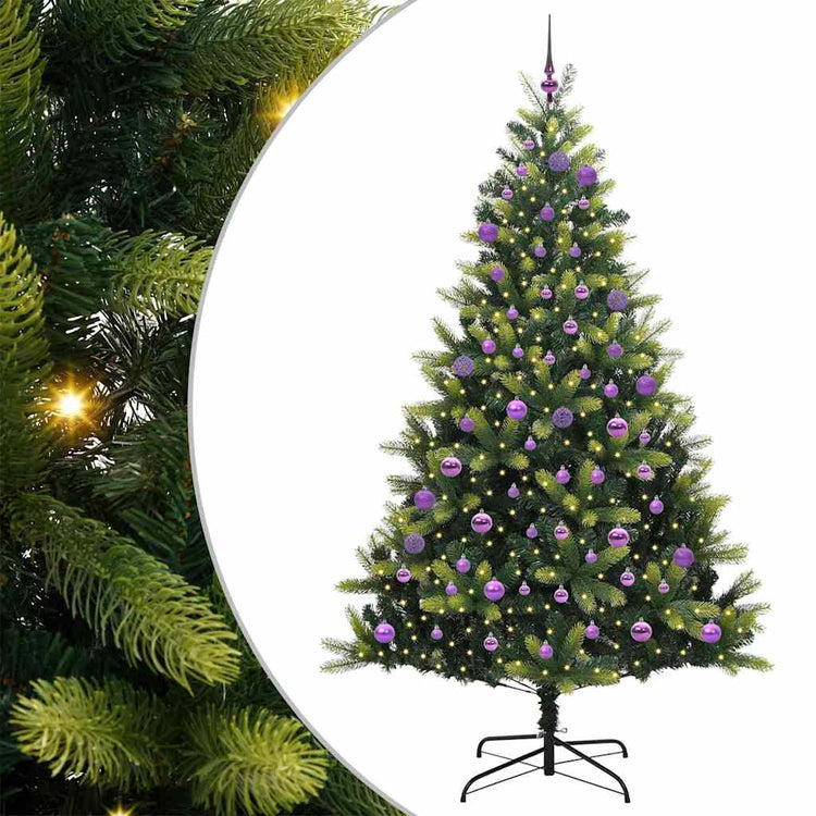 VidaXL künstlicher Weihnachtsbaum mit Scharnier 300 LEDs grün 180 cm PVC und PE