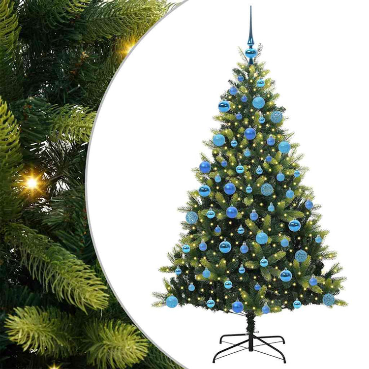 VidaXL künstlicher Weihnachtsbaum mit Scharnier 300 LEDs grün 180 cm PVC und PE